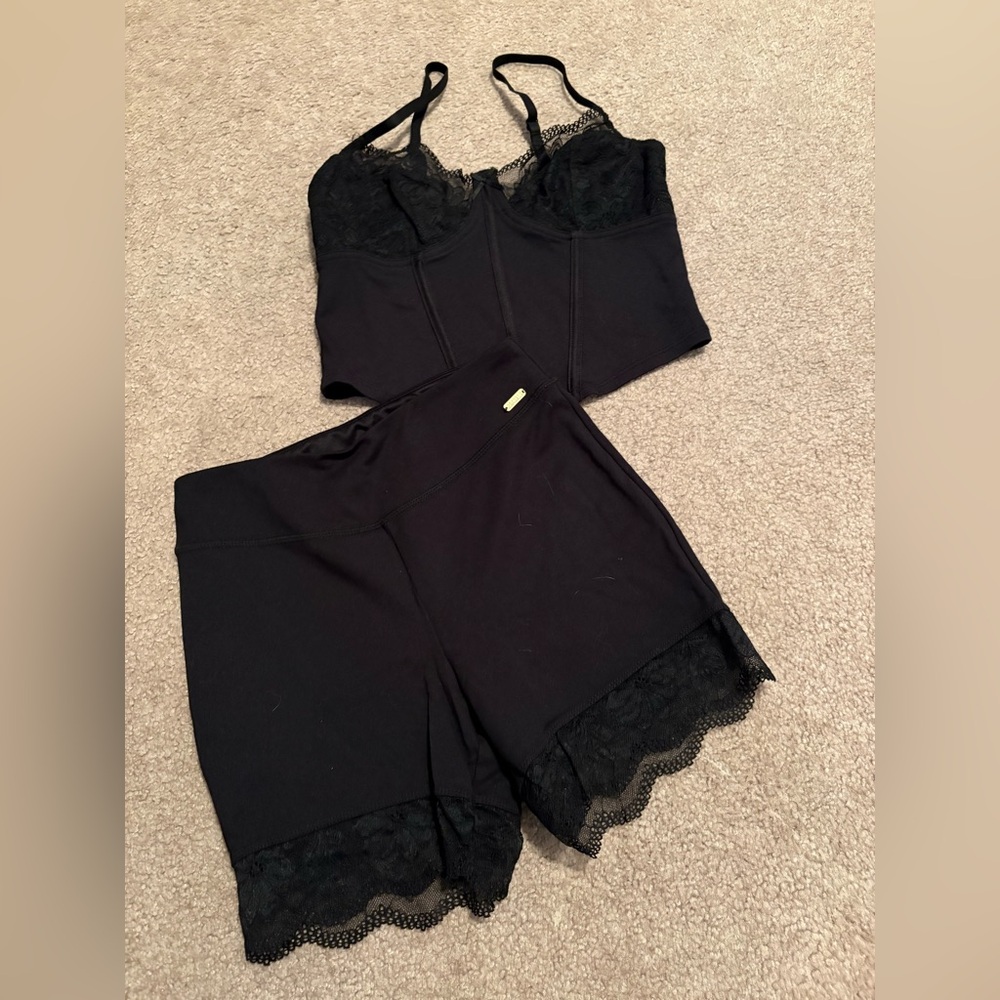 Adore Me Black Lace Top and Shorts Set
